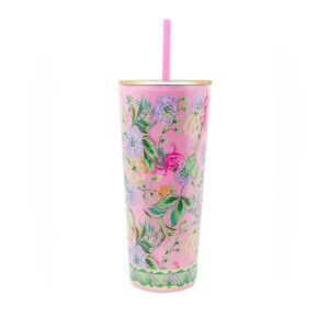 NWT Lilly Pulitzer 24oz Tumbler with Straw - Pink Floral